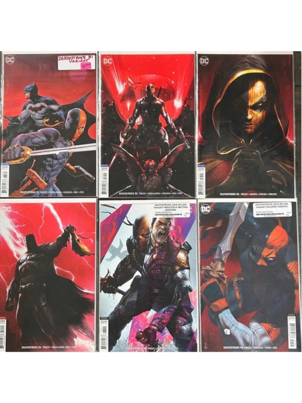DC Deathstroke Lot 31 32 33 34 38 44 Variant Covers Mattina Federici Arkham